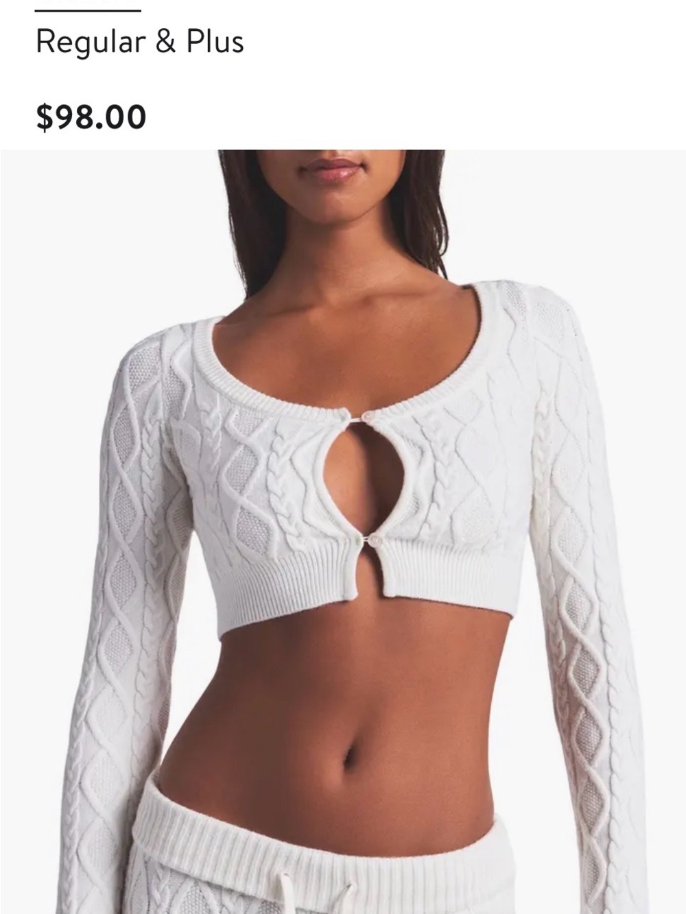 Skins sweater knit Cropped White Cable-Knit Cardigan